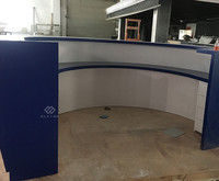 Bureau de réception circulaire de style européen haut de gamme en acrylique de couleur bleue, surface solide/marbre artificiel
