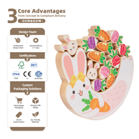 Nouveau jouet d'équilibre en bois Montessori en forme de lapin, jeu de blocs à empiler, coordination œil-main, jouet d'apprentissage précoce pour les garçons et les filles d'âge préscolaire