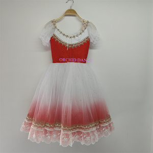 Diseño único profesional niños niñas adultos <span class=keywords><strong>La</strong></span> Fille Mal Gardee rendimiento desgaste traje de Ballet largo Ombre rojo romántico tutú - Product Image 5