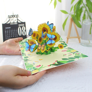 Emballage personnalisé Vente en gros Écologique Tournesol 180 Degrés Papier 3d Joyeux Anniversaire <span class=keywords><strong>Carte</strong></span> <span class=keywords><strong>Cadeau</strong></span> Valentine 3d Pop up <span class=keywords><strong>Carte</strong></span> - Product Image 5