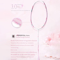 Raquette de badminton ALP New Cherry Carbon Fiber rose et violette modèle Goddess pour fille, cordage T800, poignées installées.