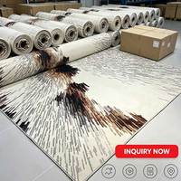 Tapis Moderne Abstrait à Rayures Éclatantes, Crème-Taupe Marron, Motif Lignes Éclatantes, pour Salon, Décoration Luxe Léger, en Latex