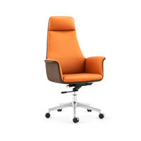 Chaise de bureau de direction haut de gamme en PVC avec structure en bois, design ergonomique, base 5 étoiles, vérin à gaz - Style moderne et minimaliste