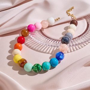 Go2boho Collana <span class=keywords><strong>Girocollo</strong></span> Statement Boho Trendy da Donna con Catena in Ottone Stile Bambù e Perle <span class=keywords><strong>Colorate</strong></span>, Gioielli Estivi da Spiaggia - Product Image 4