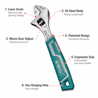 Clé à molette réglable professionnelle en acier forgé, poignée antidérapante, design à mâchoires ouvertes, multi-tailles 8, 10, 12 pouces, outils manuels pour mécaniciens et plombiers
