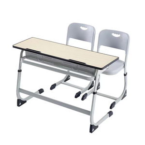 Ensemble de bureau double durable pour étudiant avec hauteur réglable-Convient aux cours de tutorat privé des enseignants du collège - Product Image 3