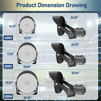 Luces LED para Estadios DLC ETL, Iluminación Exterior IP66, Cuerpo de Aluminio, Impermeables, 600W, Luz Deportiva, Garantía de 5 Años, Haz de Luz Ajustable