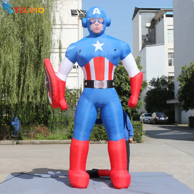 Iklan tiup Super kapten Amerika Model udara raksasa pahlawan Super tiup Spiderman untuk acara dekorasi