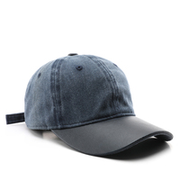 Gorra de Béisbol de 6 Paneles con Visera de Cuero, Logotipo Personalizado, Gorra Desgastada, Gorras de Algodón Lavado Estilo Dad Hat