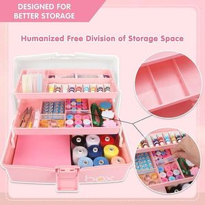 12in Three-Layer Multipurpose <b>Storage</b> <b>Box</b> Organizer Folding <b>Tool</b> <b>Box</b> Sewing Supplies Organizer Medicine <b>Box</b> with 2 Trays - Product Image 2