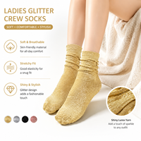 Chaussettes de cheville scintillantes pour femmes, chaussettes décontractées métalliques brillantes, design rétro lumineux pour dames