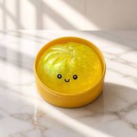 Jouet Squishy en forme de Dim Sum (boulette vapeur) mignon, en TPR, avec paillettes, anti-stress, jouet à presser pour enfants, cadeau anti-anxiété