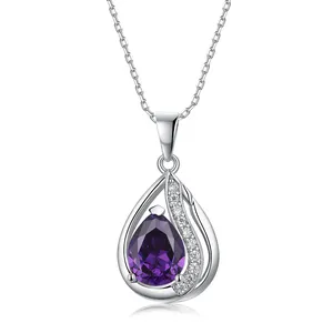 Keiyue Natural de alta calidad 3 garra la amatista púrpura de piedra Cz de mujeres maciza 925 encantos de plata esterlina colgante de joyería