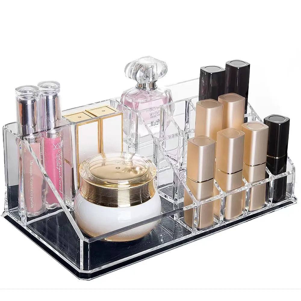Organizador de almacenamiento de maquillaje listo para enviar organizador de cosméticos acrílico para pincel lápiz labial vitrina titular