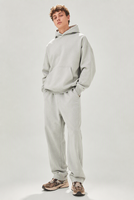 Ensemble de survêtement en molleton de coton épais 480 g/m² avec broderie de logo personnalisé, style streetwear oversize pour homme, 2 pièces