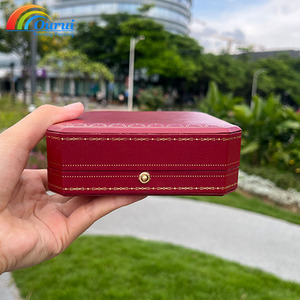 Luxury Octagonal Red PU Leather Jewelry <b>Box</b> Custom Logo <b>Bracelet</b> Necklace Watch <b>Gift</b> Packaging <b>Box</b> - Product Image 4