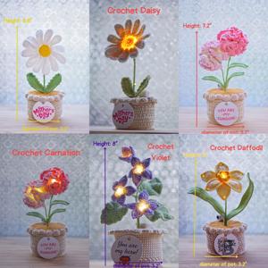 Poupées au crochet faites main personnalisées, mignonnes, en forme de plante œillet, pour le soutien émotionnel, ornement de pot de fleurs artificielles, cadeau pour la fête des Mères - Product Image 2