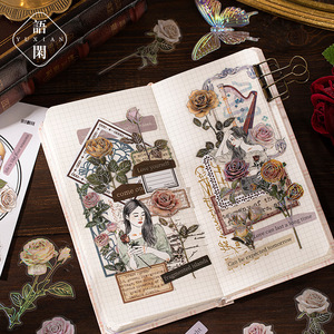 ยูเซียน โรส ซีรีส์สติกเกอร์ฟอยล์สีทองพิมพ์ลาย 30 ชิ้นสติกเกอร์ตกแต่งสไตล์ย้อนยุคสำหรับงานประดิษฐ์สมุดบันทึก - Product Image 2