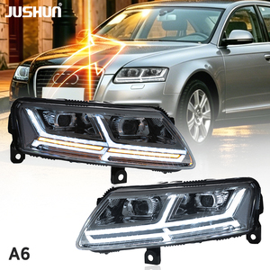 JUSHUN LED double lentille 05-11 feux diurnes assemblage adapté pour <span class=keywords><strong>Audi</strong></span> <span class=keywords><strong>A6</strong></span> 2005-2011 facile 12V nouveau cheval de course lumière qui coule - Product Image 1