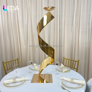 Centro de Mesa LEDA de Lujo, de Hierro, Alta Calidad, Tamaño Personalizado, Dorado Brillante, con Diseño de Flores, para Decoración de Eventos, Entrega Rápida - Product Image 5