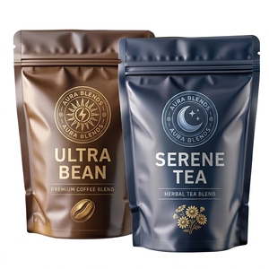 ถุงบรรจุภัณฑ์กาแฟและชาแบบตั้งได้ ปิดผนึกได้ กลิ่นไม่รั่วซึม ขนาดเล็ก ทำจากอลูมิเนียมฟอยล์ แบบสั่งทำพิเศษ - Product Image 1