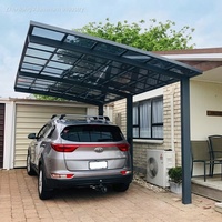 Abri de stationnement double pour véhicules robuste, toit en polycarbonate imperméable, auvent de garage pour deux voitures, carport en aluminium