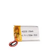 Batteria al Litio Ricaricabile Certificata CE IEC, UN38.3, 402030 Polimero 3.7V 150mAh/200mAh, Lunga Durata per Dispositivi di Bellezza e Cuffie