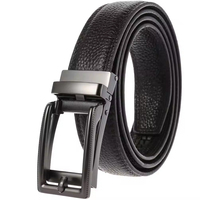 Ceinture en cuir réglable sans trou pour hommes, en cuir pleine fleur grainé, pour affaires et bureau, personnalisable avec logo gravé