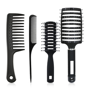 Juego de 4 piezas de peines para desenredar y peinar: Peine desenredante de dientes anchos grandes, Peine de cola, Cepillo desenredante tipo paleta hueco y curvo con ventilación - Product Image 1