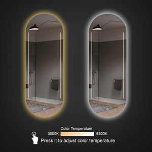 Bathnologie Miroir de salle de bain ovale moderne de luxe sans cadre antibuée intelligent avec lumière LED montage mural en forme d'arc d'écran tactile - Product Image 5