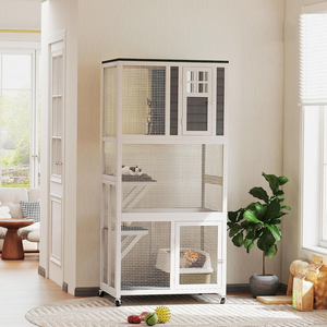 Vertical Wooden <strong>Cat</strong> Enclosure Outdoor Catio with Wheels Weatherproof Large Pet <strong>Run</strong> Cage <strong>for</strong> 1-3 <strong>Cats</strong> - Product Image 3