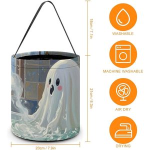 Bolsas de Regalo Reutilizables Grandes para Halloween con Asa, Bolsas de Transporte para Refrigerios, Pintura de Calabazas, Hechas en China - Product Image 3