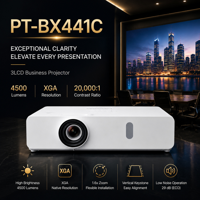 Panasoni-c 4500 Lumens XGA LCD Projector PT-BX441C Portable Multimedia Projector for Classroom Office Meeting Room