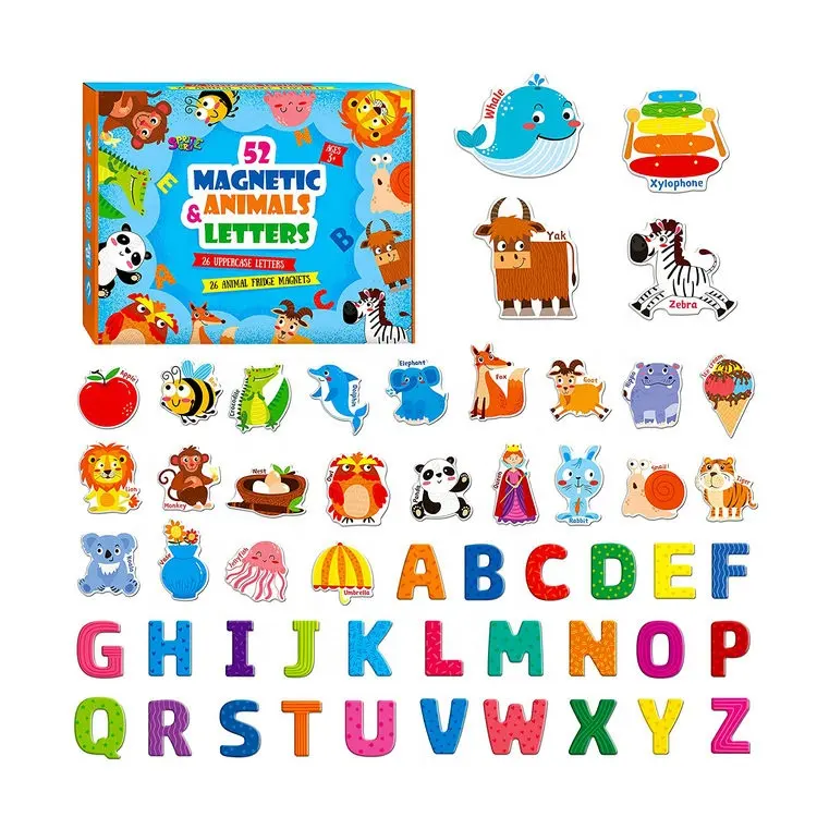 Large Magnetic Letters And Animals Educational Learning Tool For Kids Word Recognition 52 Pieces Magnets