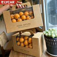 Caja de Regalo Portátil para Naranjas LYCAR, Empaque de Frutas en Papel Kraft con Ventana, Asa e Impresión de Logotipo Personalizado