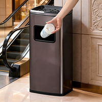 Cendrier extérieur haut en acier inoxydable avec ouverture latérale pour usage commercial, idéal pour les halls d'hôtels et les zones commerciales