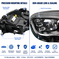 Phare LED pour Mercedes-Benz Classe S W222 Facelift A2229068704 A2229068804 2018-2020 Triple DRL Full LED Plug and Play