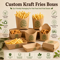 Caja para Papas Fritas Kraft, Diseño Vertical, Cartón Seguro para Alimentos, para Cantina Escolar, Servicio de Alimentos, Suministros para Catering Comercial
