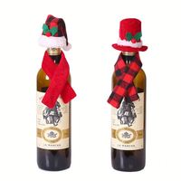 Housses de bouteille de vin rouge Père Noël, déguisements de Noël pour bouteille d'eau, vêtements tissés pour bouteille Père Noël, décoration de table de cuisine et de maison