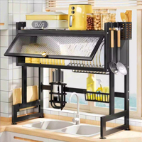 Hoge Efficiëntie Metalen Dubbele 65-105cm Afwasrek Droogrek Keukenblad Multifunctionele Organizer Opbergplank Milieuvriendelijk