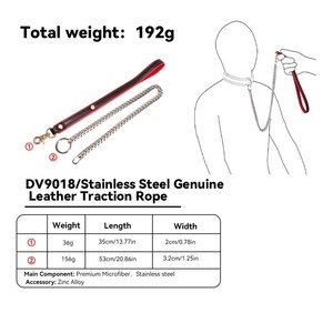 20.86-inch <b>Leather</b> Handle Chain Leash for Sex Collar Choker Necklace BDSM Restraint Sex Toys Leashes for Couple Bondage Flirting - Product Image 6