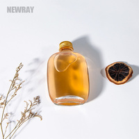 Grosir 125ml 250ml bening bahu datar miring buah anggur kopi jus botol kaca dengan tutup sekrup botol kaca