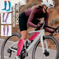Chaussettes de sport montantes en nylon tricoté pour femme, respirantes, à séchage rapide, antidérapantes, idéales pour le cyclisme en extérieur au printemps
