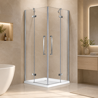 Cabine de douche carrée sans cadre avec portes à double charnière pivotantes chromées, verre trempé de 6 à 8 mm, OEM disponible