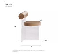 Chaise de salle à manger suspendue mobile en acrylique transparent nordique de haute qualité avec dossier en velours pour meubles de maison