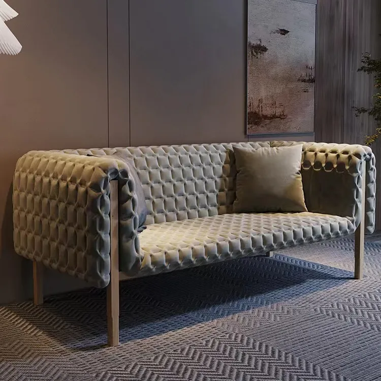 Minimalist Master Italian Technology Fabric Sofa Simple Modern Living Room Nordic Light Luxury Straight Row Sofa Small Unit