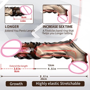 อุปกรณ์ขยายขนาดอวัยวะเพศชายที่สมจริงใช้ซ้ำได้ใช้ซ้ำได้วัสดุ TPE - Product Image 3