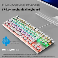 Keyboard Mekanik Gaming Cracked K550 Punk 87-Key RGB Backlit USB Wired Blue Switch untuk Desktop