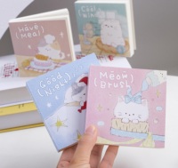 Carnet de croquis mini carré mignon, 80 feuilles, motif chat de dessin animé, bloc-notes de poche portable pour enfants, carnet d'art, carnet personnalisable avec logo