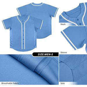 Maillot de baseball pour hommes et femmes, manches courtes, coupe classique, en polyester anti-humidité, vierge pour impression par sublimation, chemise de sport - Product Image 4